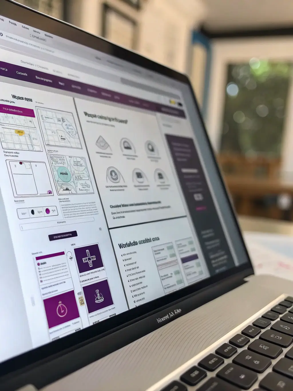 A website wireframe illustrating the strategic placement of SEO keywords and conversion-focused elements, such as call-to-action buttons and lead capture forms.