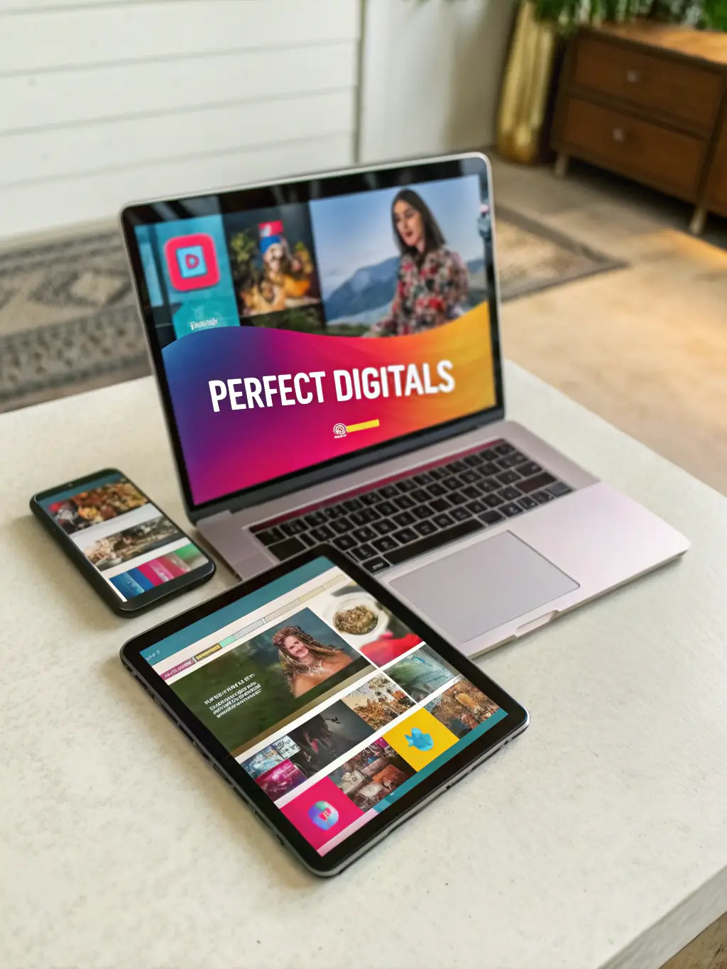 An image of various ad formats (search, display, video) running across different devices (desktop, tablet, mobile), illustrating Ads Ankara's multi-channel advertising approach.